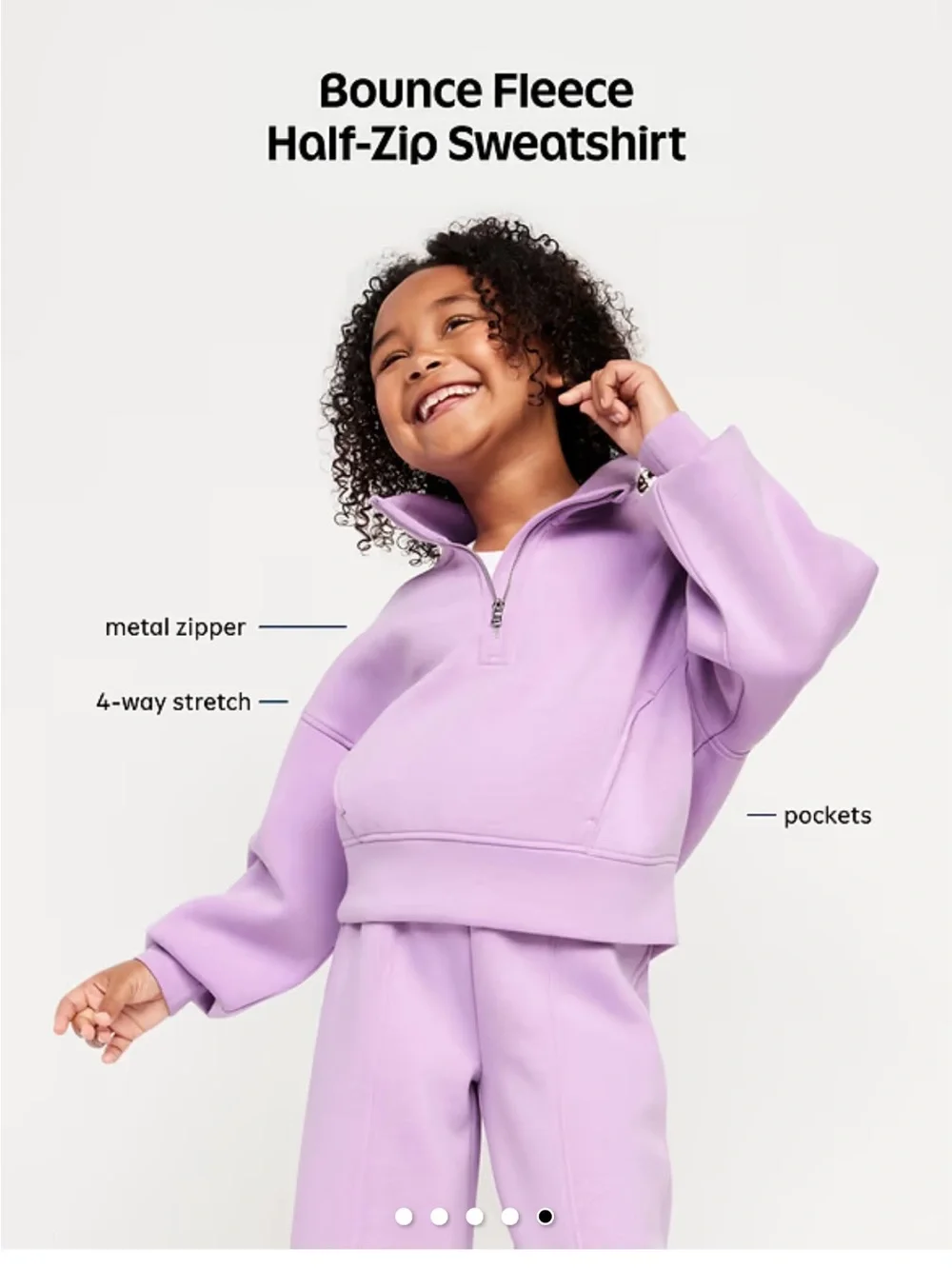 Girls bounce fleece half-zip sweatshirt